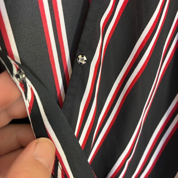 Divided by H&M Black Red White Striped Wrap Blouse Size US2 / EUR 34 - Picture 2 of 7